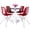 Transparent Red, variant on LeisureMod 5-Piece Dining Set 35" Round Dining Table with MDF Tabletop in White Iron 4 ABS Plastic Side Chair with Chrome Eiffel Base for Modern Home, Kitchen Bristol Series in Transparent Black