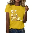 thumbnail image 2 of Tittly T Shirts for Women Graphic Tees Hit Run Steal Women's Letter Baseball Print Round Neck Short Sleeve T Shirt Top Tshirts Shirts Womens Tops Yellow 3XL, 2 of 4