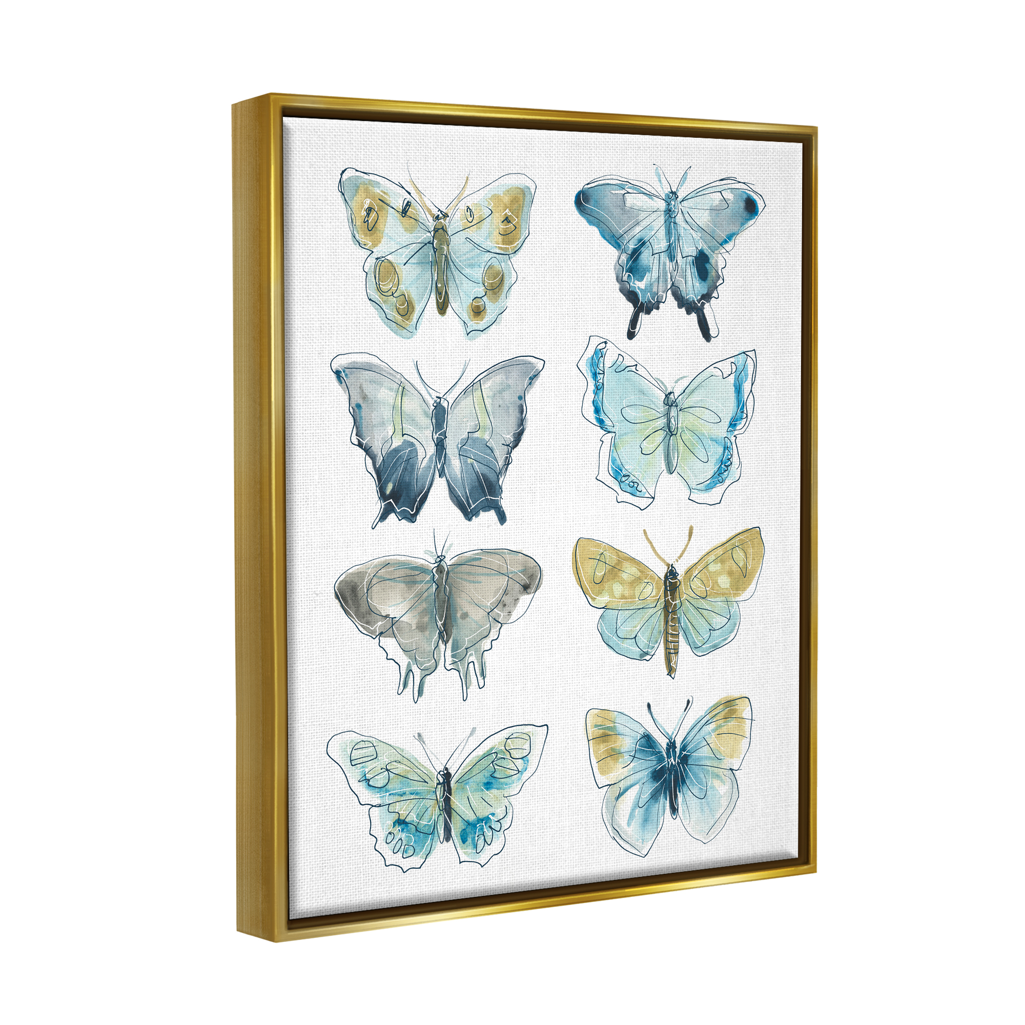 Stupell Varied Butterflies & Moths Insects Animals & Insects Painting Gold Floater Framed Art Print Wall Art