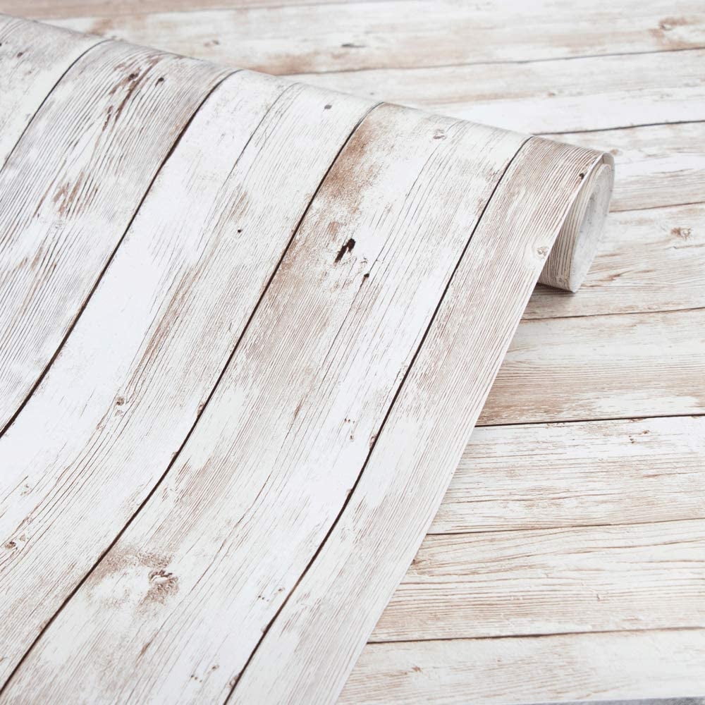 UMIGGEE Wood Wallpaper 17.7" x 511.8" Peel and Stick Wallpaper Brown Vintage Self-Adhesive Wallpaper Home Decorative Contact Paper Wall Covering Vintage Wood Panel Film Old Furniture Renovation