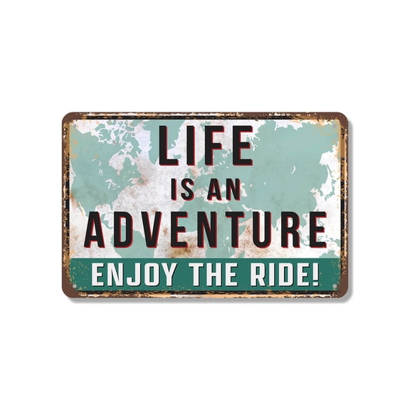 Life Is An Adventure Enjoy The Ride Street 10 Inch x 14 Inch Novelty Aluminum Metal Sign Buckle Up For Joy Weatherproof Perfect for Nurseries Offices Hallways Fun Gift for Travelers