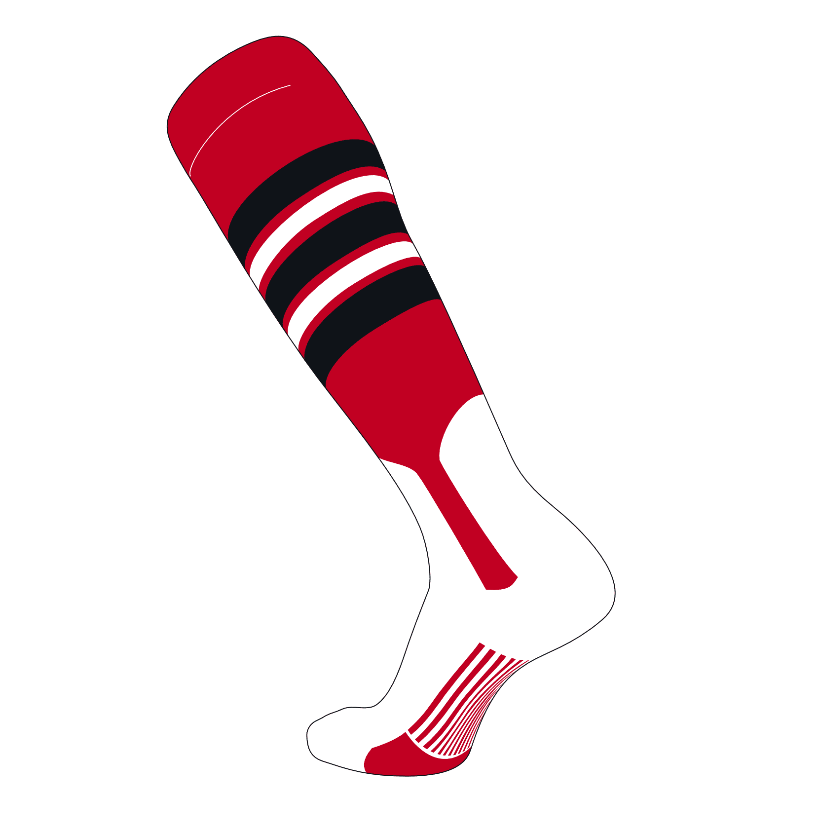 Black F, 7in Red TCK Elite Baseball Knee High Stirrup Socks White Black 