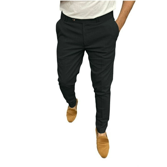 ZQUUVOU Men's Dress Pants Slim Fit Summer Pants Black