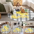thumbnail image 5 of Summer Lemon Watercolor Round Area Rug 3.3Ft Washable Circle Rugs for Dining Room Table, Geometric Black Line Plaid Non-Slip Carpet Floor Mats Indoor Outdoor Carpet Runner Aesthetic Home Decor, 5 of 8