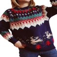 thumbnail image 3 of Chandail de Noël pour Femmes en Tricot, Chandail à Manches Longues, Col Rond, Orignal, Hauts d'Hiver, 3 of 9
