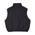 thumbnail image 5 of Htigea Puffer Vest for Women Corduroy Sleeveless Stand Collar Gilet Full Zip Warm Waistcoat Jackets with Pockets Black XL, 5 of 8