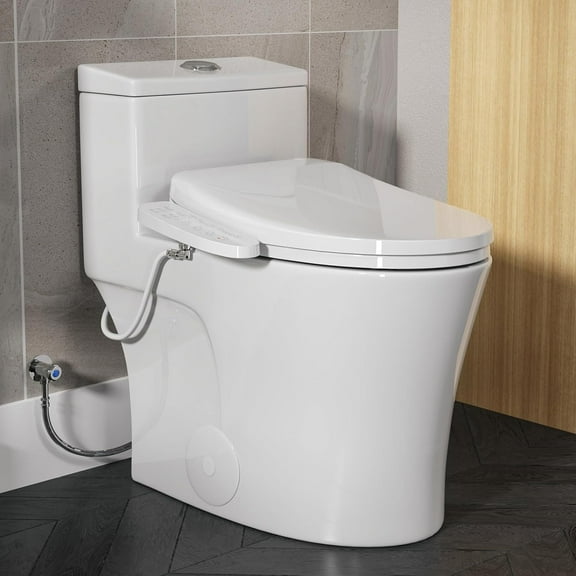 HOROW T0338W Elongated One Piece Toilet With Bidet Toilet Seat ADA Height MAP 1000g 12'' Rough-in