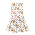 thumbnail image 4 of Renewold Corgi Dog Paw Tank Top Dress Teens Girl School Home Playwear Skin Friendly Elastic Waist Princess Dress Cute Crewneck Ruffle Dresses for Kids 15-16 Years, 4 of 6