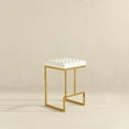 thumbnail image 4 of Filomena White Boucle Fabric Upholstered Tufted Kitchen Gold Metal Counter Stool, 4 of 9