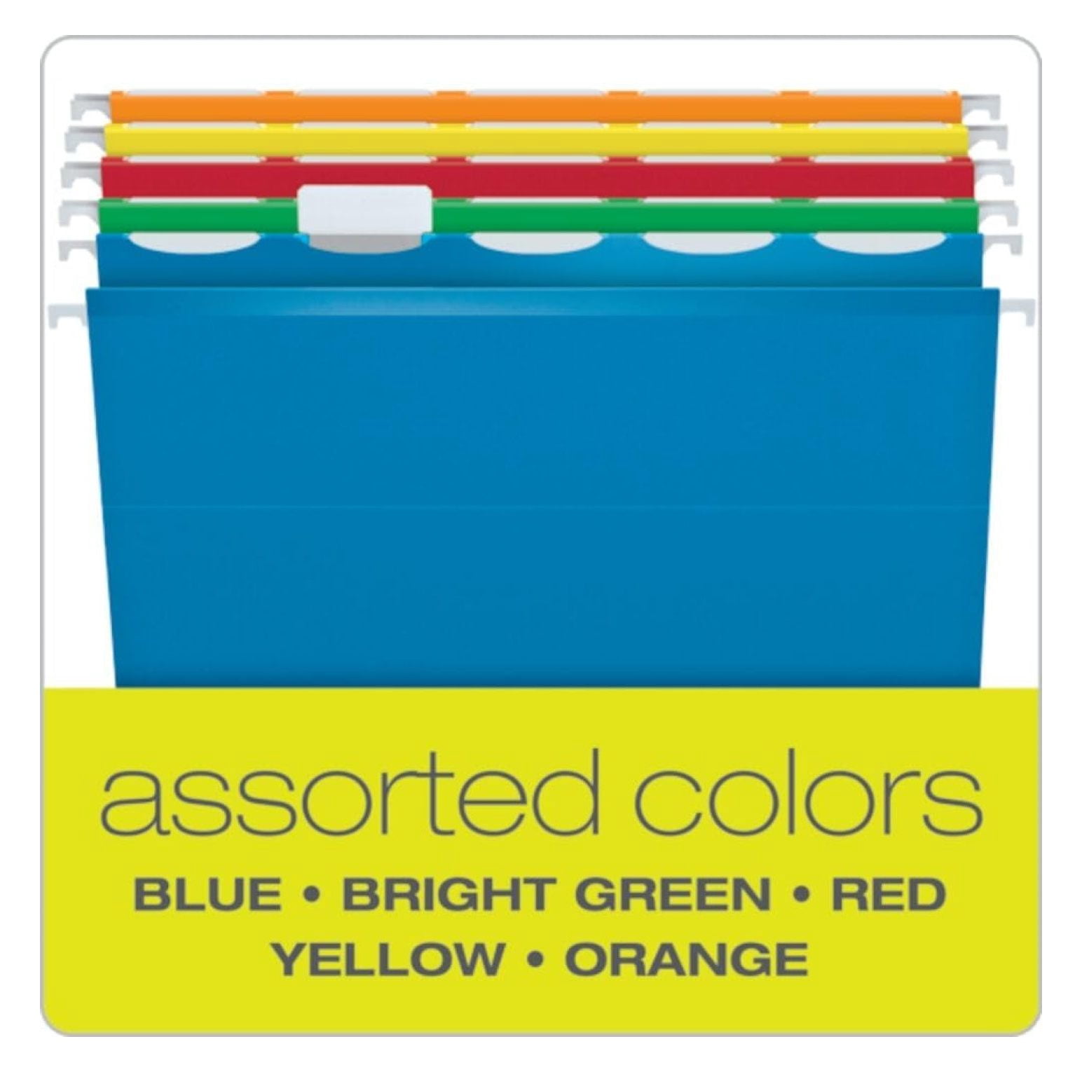 Ready-Tab Extra Capacity Reinforced Hanging File Folders, Letter Size, Assorted Colors, 5 Tab, 20/BX (42700)