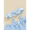 thumbnail image 6 of vera natura Baby Girl 3 Piece Outfits, Short Sleeve Cold Shoulder Ribbed Romper + Flare Pants + Bow Headband Summer Set, 6 of 8