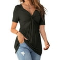 thumbnail image 2 of Sherrylily Women V-Neck Front Knotted Shirt Long Sleeve Elegant Casual T-Shirt Pullover Tops, 2 of 4