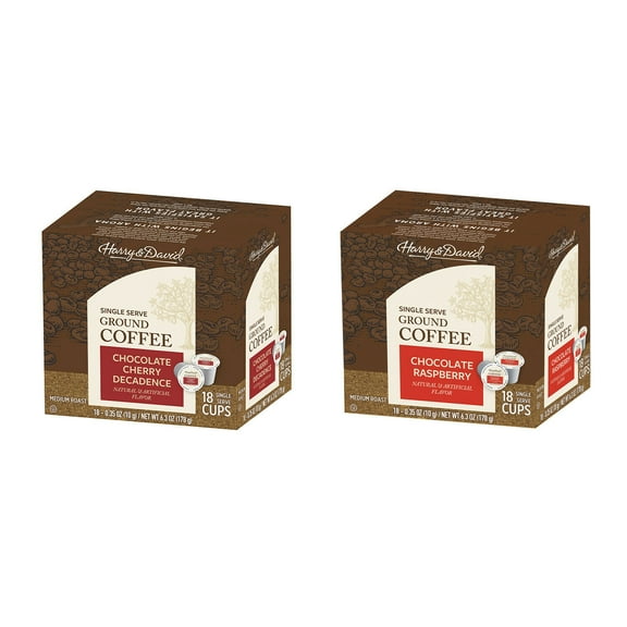 Harry & David Coffee Combo, Chocolate Cherry Decadence, Chocolate Raspberry 2/18 ct boxes