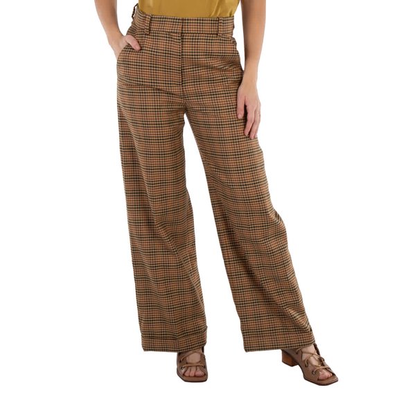 Kenzo Plaid Tailored Wide Leg Pants, Brand Size 34 (US Size 2)