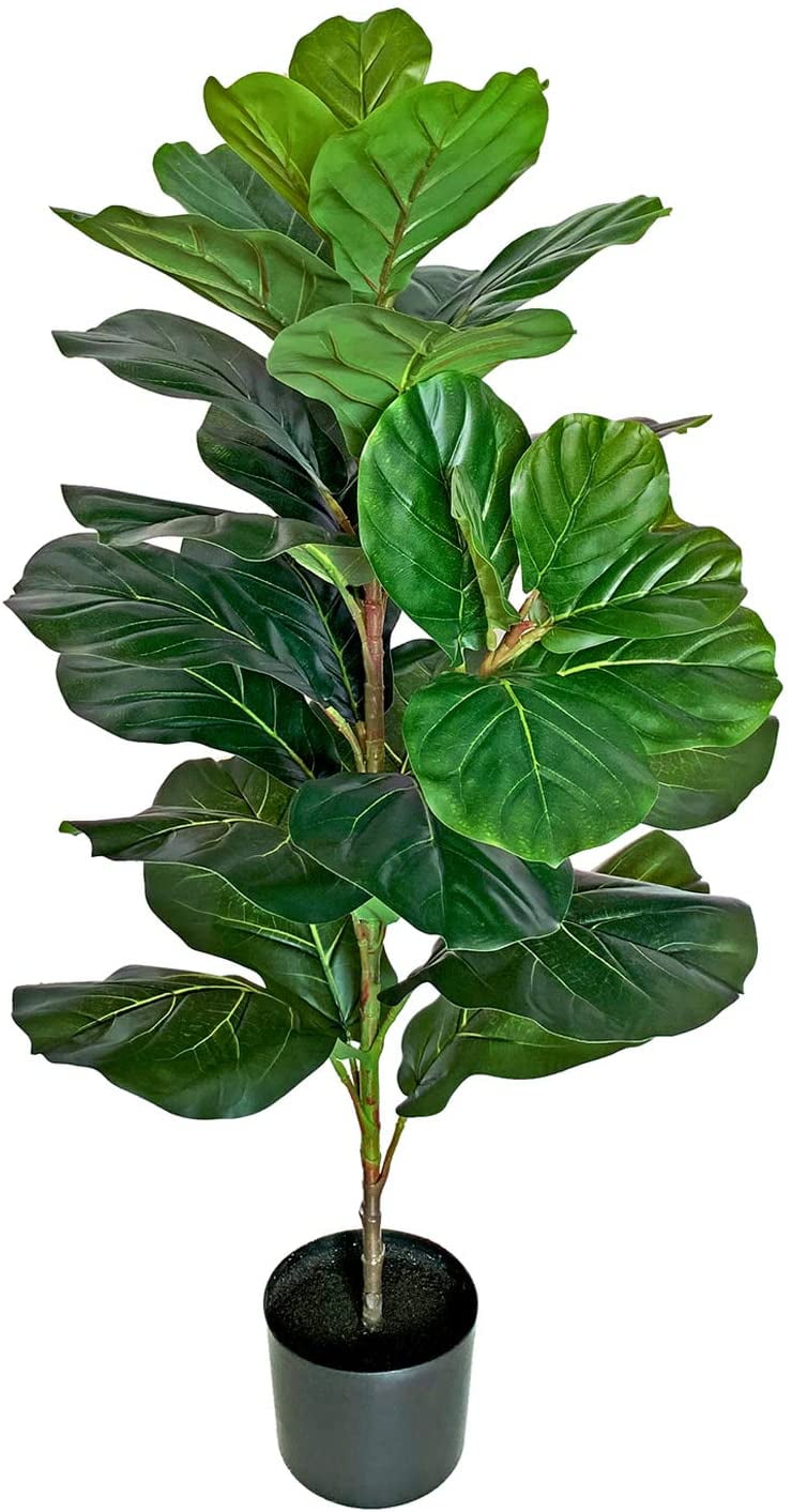 Besamenature 40 Inch Artificial Fiddle Leaf Fig Tree Faux Ficus Lyrata For Home Office Decoration Walmart Com Walmart Com
