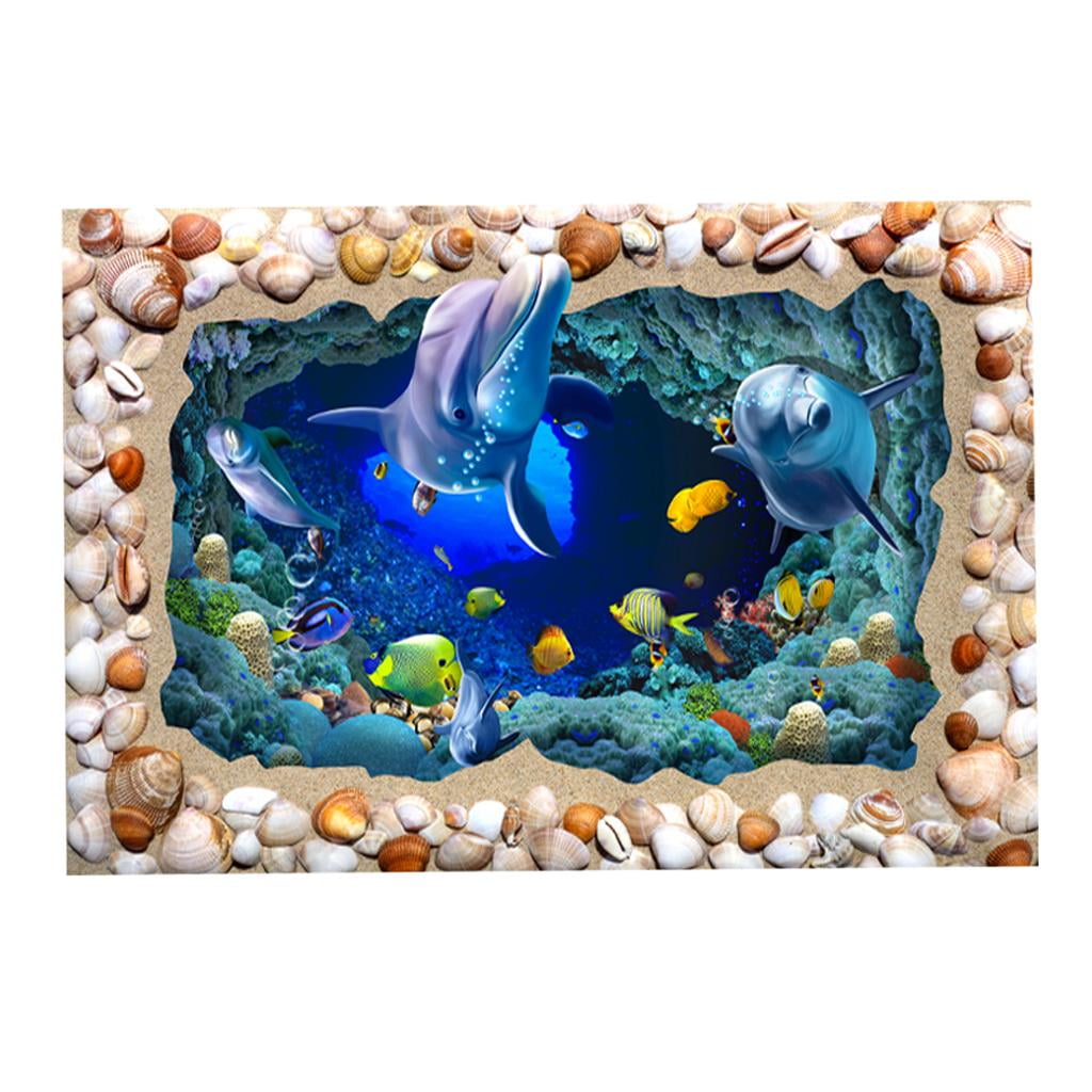 Background - Easy to Apply and Remove Fish Tank Background with Images,  Static Cling Fish Wall Decor Background, 61x30cm/.or  61x41cm/ L 