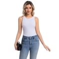 thumbnail image 5 of Women's High Neck Ribbed Tank Top 2-Pack Sleeveless Racerback Slim Fit Summer Casual White/Black Shirts, 5 of 7