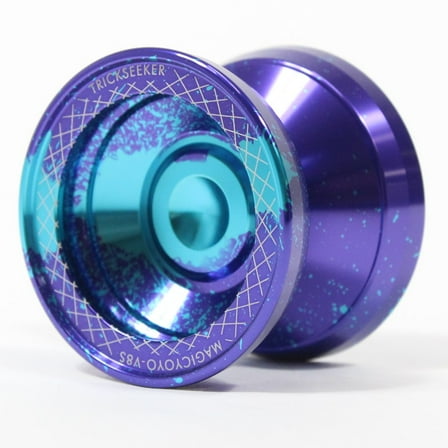 MAGICYOYO V8S Trickseeker Yo-Yo - Aluminum Responsive / Unresponsive Fingerspin YoYo (Purple and Blue Acidwash)