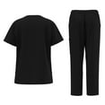 thumbnail image 6 of WTOBBY Women's Quick-Dry V-Neck Scrubs Set with Pockets, Short Sleeve Top and Long Pants, Solid Color Nursing Uniform, Medical Workwear for Caregivers, Professional Use,Black L, 6 of 7