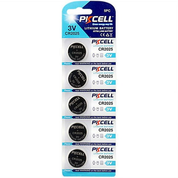 PK Cell CR2025-5B 3.0V Polyvalent Plat Lithium Manganèse Batterie&44; Pack de 5