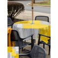 thumbnail image 5 of Outdoor Tablecloth with Umbrella Hole for Patio/Picnic/Party/Camping, Yellow Abstract Waterproof Table Cloth Square Cover Washable, Grey Geometric Oil Painting Vintage Gradient (60"x 60"), 5 of 8