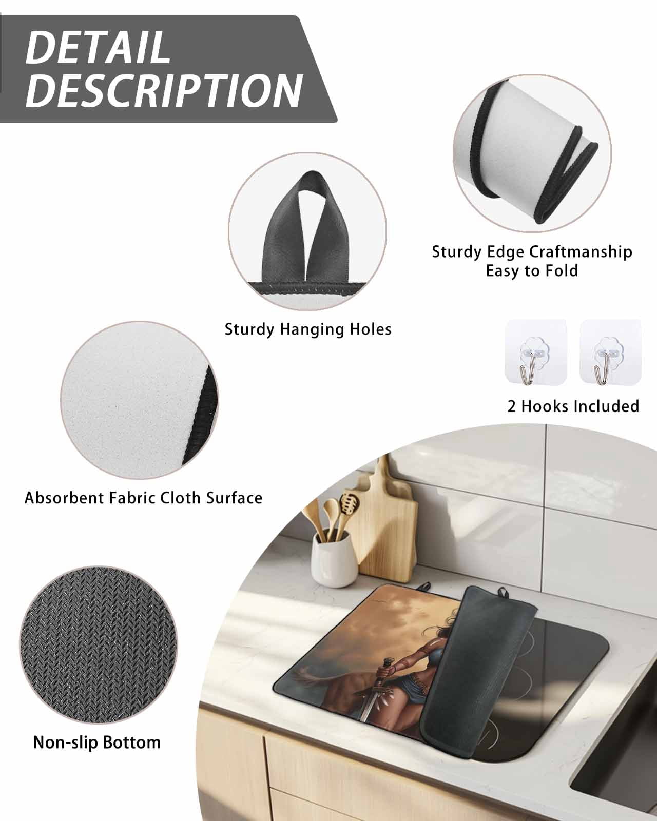 Vintage African Stove Top Covers for Electric Stove, 28'x20'' Tribe Lion and Warrior Woman Glass Ceramic Stove Cover Foldable Rubber Mat Heat Resistant Cooktop Protector for Kitchen
