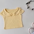 thumbnail image 2 of Landzoo Girls Back To School T-Shirt Solid Color Short Sleeve Crew Neck Autumn Layering Girls Tees, 2 of 3