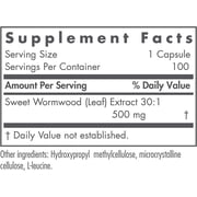 NutriCology Artemisia - 500 mg Sweet Wormwood Extract - Traditional Herbal Support - Concentrated Extract - Hypoallergenic - 100 Servings - 100 Capsules