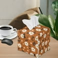 thumbnail image 2 of Yuyamidu Daisy Print PU Leather Tissue Box Cover for Living Room Square Tissue Box Holder for Napkin Facial Paper Decorative Facial Paper Organizer Dispenser for Bathroom Vanity Countertop, 2 of 8