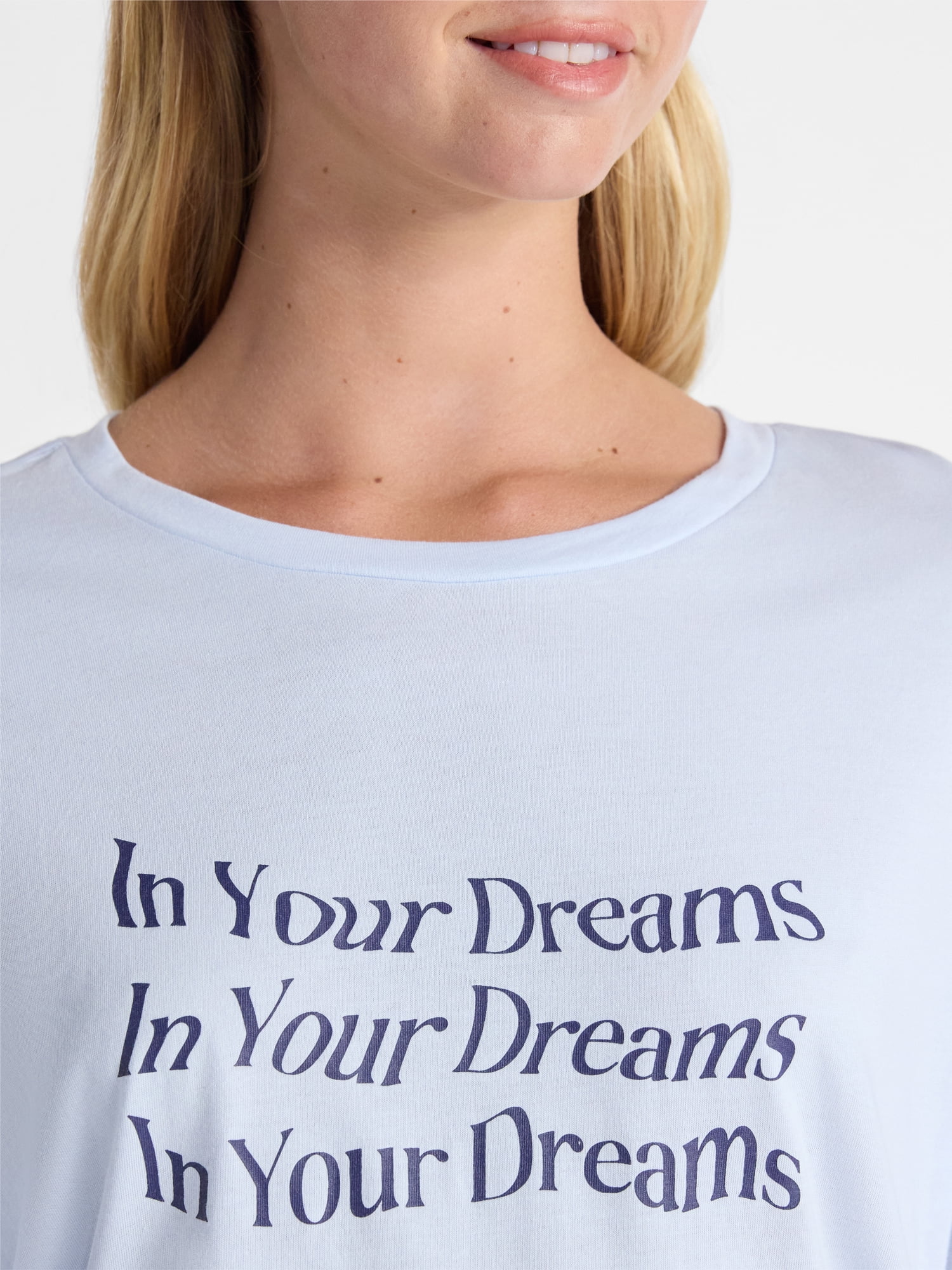 No Boundaries Sleepwear Cotton Tee and Boxer Shorts Set, 2-Piece, Women’s