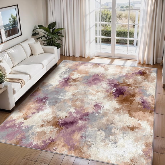 Abstract Earth Tone Area Rugs, Beige Carpet, Washable Non Slip Low Pile Soft Rug for Bedroom Living Room Decor Mat 2ftx3ft