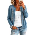 thumbnail image 6 of LEKODE womens sweaters Long Sleeve Oversized Cardigan Plus Size Cardigan Light Cardigan women fall clothes Sky Blue XL, 6 of 7