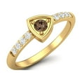 thumbnail image 2 of 3mm Round Smoky Quartz 925 Sterling Silver Gold Vermeil Solitaire Triangle Valentines Day Gifts Ring, 2 of 3