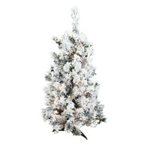 Pre-Lit 36" x 24" Alaskan Dura-Lit Artificial Christmas Tree, Flocked White on Green, Clear Lights