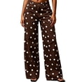 thumbnail image 2 of Stralyhd Y2K Vintage Women Wide Leg Denim Jeans Polka Dot Print High Waist Baggy Casual Streetwear Pants Wine S, 2 of 6