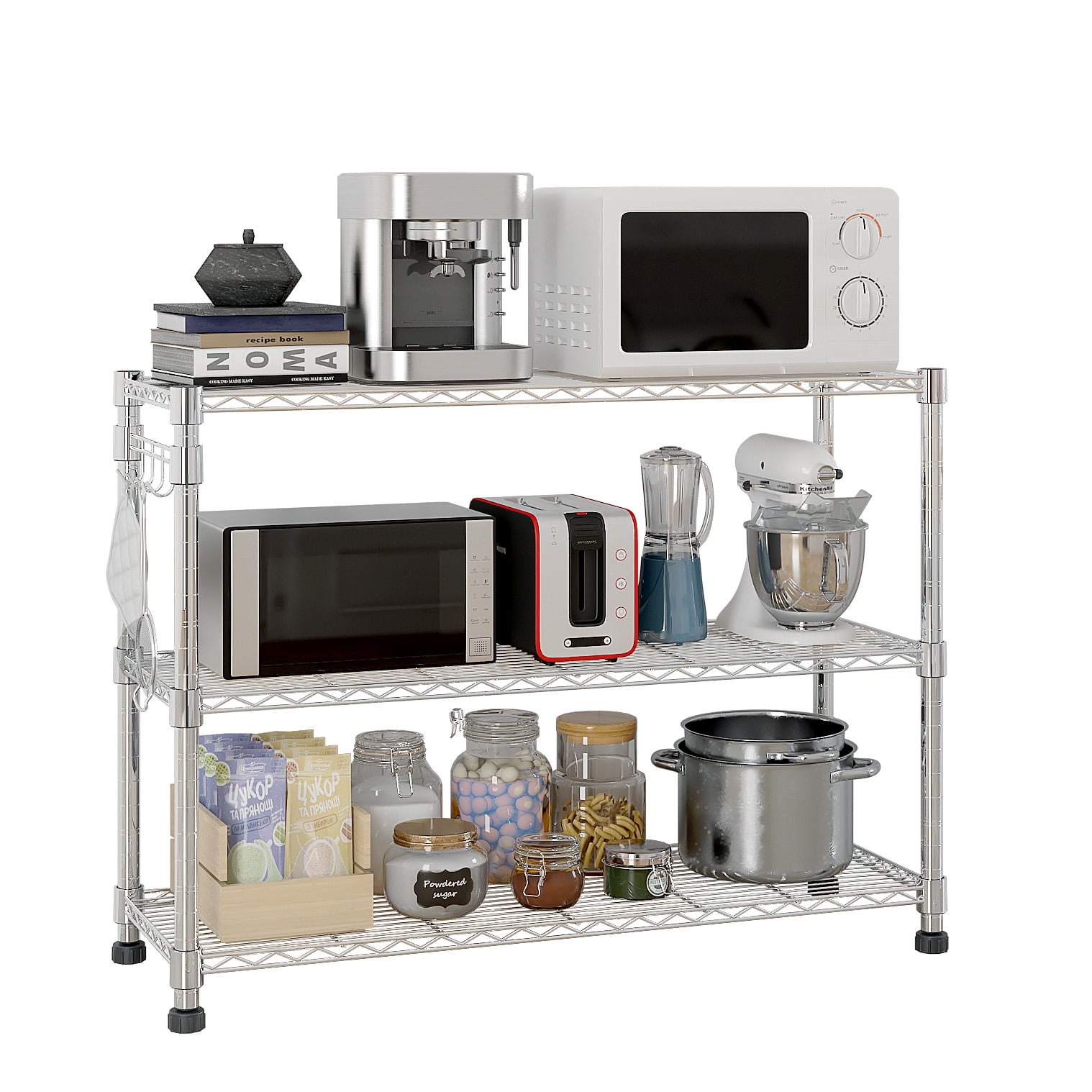 Zimtown 5-Shelf Storage Rack, Adjustable NSF Wire Shelves with Wheels for Garage Storage Organizer Chrome, 59''L x 18''W x 71''H, 2500 lbs Capacity