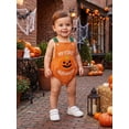 thumbnail image 4 of My First Halloween Baby Boy Outfit Pumpkin Sleeveless Corduroy Overall Romper Fall Clothes, 4 of 9