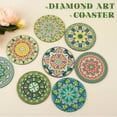 thumbnail image 5 of 8pcs DIY Diamond Painting Coaster Kit with Green Floral Design and Stand, Perfect for Home Decor and Gift Giving, 5 of 6