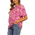 thumbnail image 4 of INSPIRAR CHIC Blusa de Verano con Cuello Redondo y Mangas Volantes para Mujeres XS Púrpura, 4 of 6