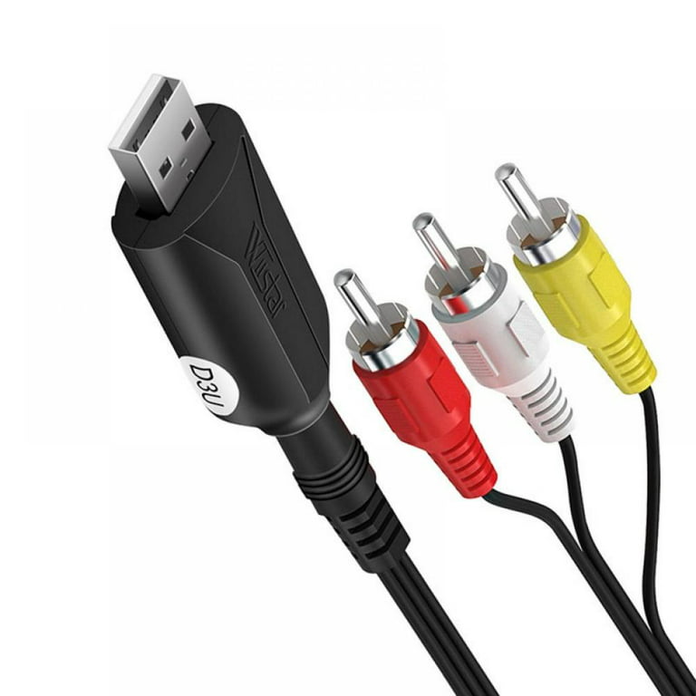 USB to 3RCA Cable, 60cm USB Male to 3 RCA Male Jack Splitter Audio Video AV  Composite Adapter Cable for TV/PC/AV/DVR