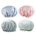 thumbnail image 2 of Waterproof Shower Cap Print Double Layer Elastic Shower Hair Cover Reusable, 2 of 4