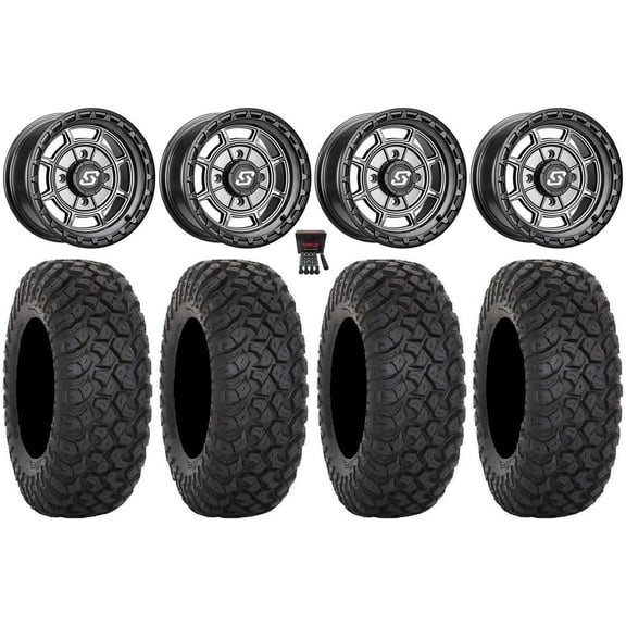 Sedona Rift 15x7 Wheels Grey 32" RT320 Tires Can-Am Maverick X3 / Honda Pioneer 1000 / Talon