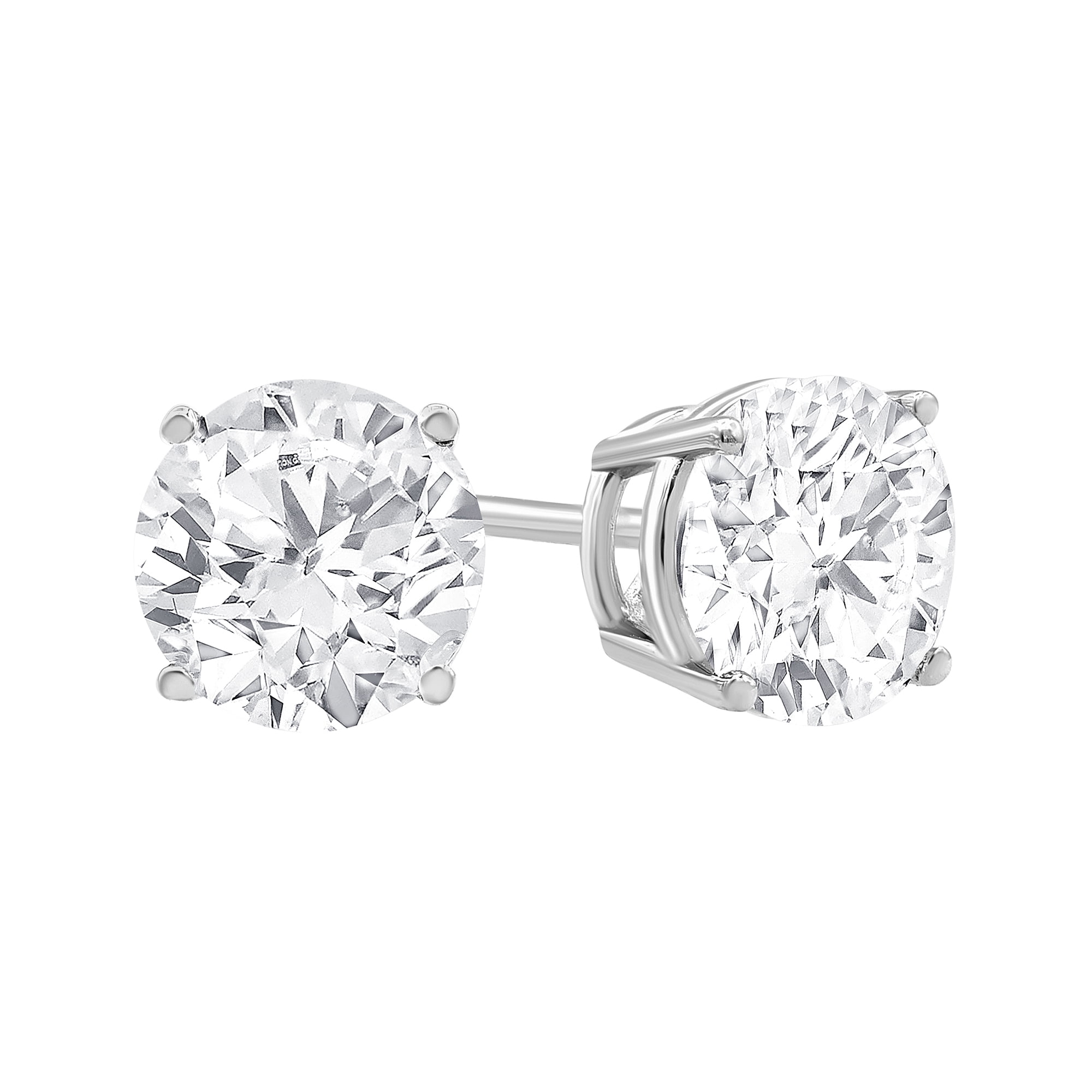 Solid 14K White Gold AAA 6mm 2cttw CZ Screw Back Stud Earrings D-Flawless SPARKL 
