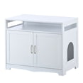 thumbnail image 5 of Juiluna Cat Litter Box Enclosure Cat Washroom Litter Box Furniture with Hidden Plug 2 Doors Multi-Functional Storage Bench Cat House Pet Supplies, 5 of 9