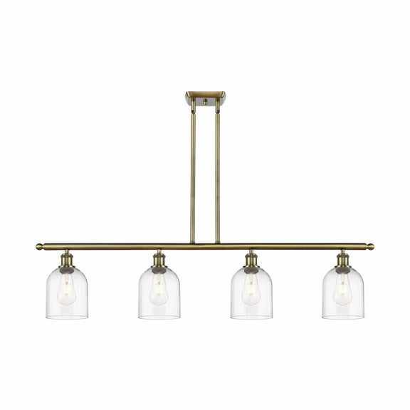 516-4I-AB-G558-6CL-Innovations Lighting-Bella - 4 Light Stem Hung Island In Industrial Style-10 Inches Tall and 48 Inches Wide-Antique Brass