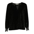 thumbnail image 2 of The Pioneer Woman Crochet Cuff Raglan Sleeve Velvet Blouse, Womens, 2 of 7