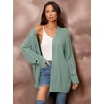thumbnail image 5 of Womens Oversized Cardigan Sweaters Open Front Cable Knit Lantern Long Sleeve Chunky Outwear Coats Green L, 5 of 9