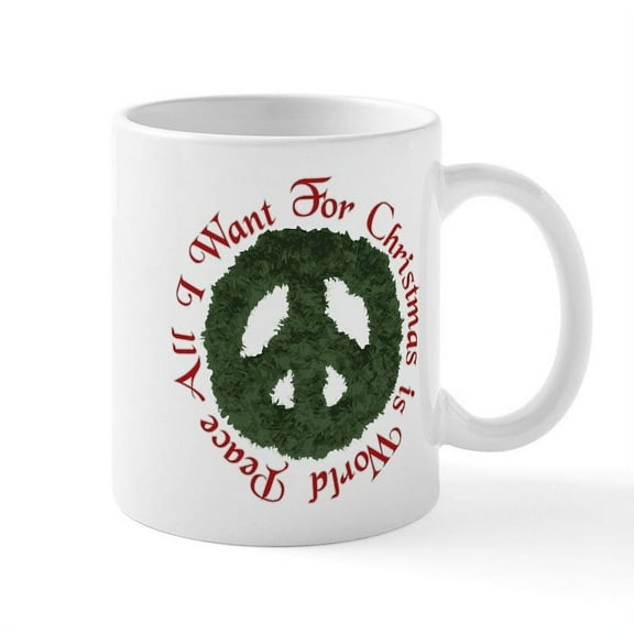 CafePress - Christmas World Peace Mug - 11 oz Ceramic Mug - Novelty Coffee Tea Cup