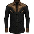 thumbnail image 5 of Button Up Shirt Men Western Style Turndown Collar Long Sleeve Thin Shirt Slim Fit Casual Men Shirts Graphic, 5 of 9