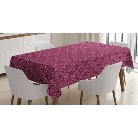 

Roses Tablecloth Abstract Drawing Monochrome Illustration of Floral Pattern Rectangle Satin Table Cover Accent for Dining Room and Kitchen 60 X 84 Dark Magenta Plum by Ambesonne